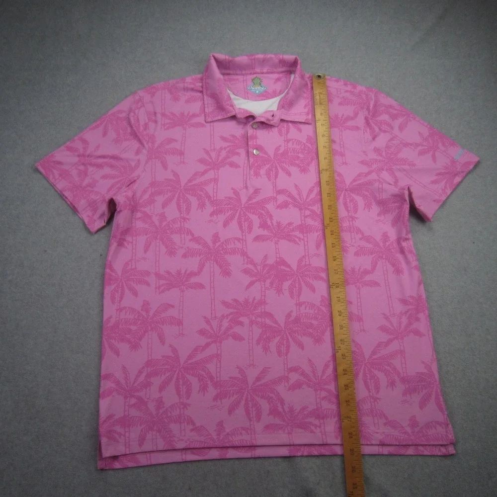 Chubbies Polo Shirt Mens Large Pink Palm Tree Performance Short Sleeve Stretch - Picture 9 of 16